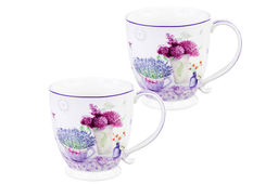 Набор 2 кружек 450 мл 13,5*10*10,5 см Лаванда на ножке, NEW BONE CHINA