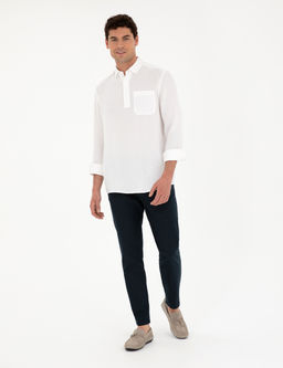 Beyaz Comfort Fit Uzun Kollu G_mlek