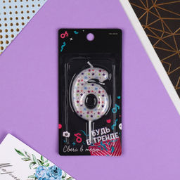 Свеча в торт цифра 6, звёздочки