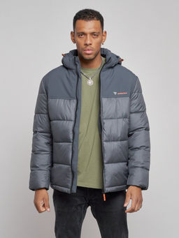 Куртка мужская зимняя с капюшоном спортивная великан серого цвета 8377Sr - Wonderrman фото 7