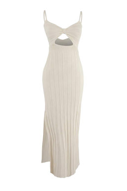 Koyu Kahverengi Triko Ajurlu Maxi Cut Out Detayl? Plaj Elbise TBESS26EL00043 - Trendyolmilla фото 6