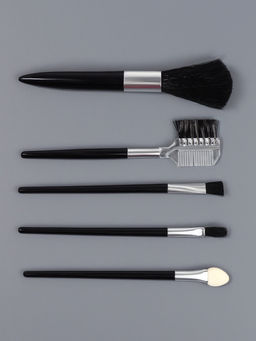 Цена за 3 шт. Набор кистей для макияжа SMOKY, 5 шт., футляр с зеркалом, чёрный