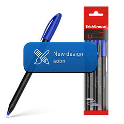 Цена за 12 шт. Набор из 3 ручек шариковых ErichKrause U-108 Stick Black Edition 1.0, Ultra Glide Technology, цвет чернил синий (в пакете)