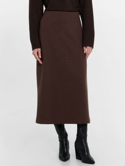 Юбка женская миди Mark Formelle 152802 из хлопка с полиэстером пепельно-коричневый  фото 4