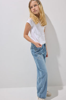 %100 Pamuk Straight Fit Jean Pantolon K_z _ocuk - Defacto фото 2