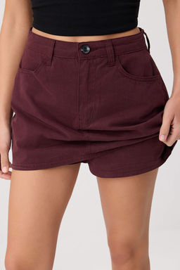 Bordo __i _ortlu Tok Kuma_ Yumu_ak Tu_eli Mini Etek TWOSS26ET00217