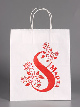 Пакет бумажный подарочный, «С 8 марта Цветочек», белый, 24×14×28 см