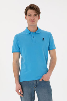 Erkek Slim Fit Polo Yaka Turkuaz Basic Ti__rt Sepette S_rpriz _ndirim