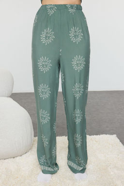 Yesil Gunes Desenli Viskon Dokuma Pijama Tak?m? THMAW25PT00034