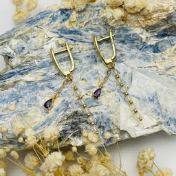 Серьги из Горного Хрусталя с фианитом