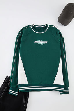 TRENDYOL MAN Lacivert Oversize/Genis Kesim Bask?l? Biye Detayl? Kolej Ici Polarl? Sweatshirt TMNAW25SW00145 - Trendyolmilla фото 8