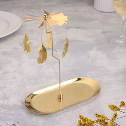 Подсвечник металлический «Карусель с перьями», золотая, 8.5×18 см