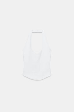TOP HALTER BAJO REDONDEADO / Blanco