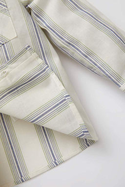 Полосатая рубашка с длинными рукавами для маленьких мальчиков - Defacto фото 4