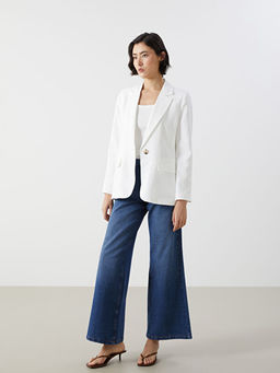 Keten Kar???ml? Kad?n Blazer Ceket