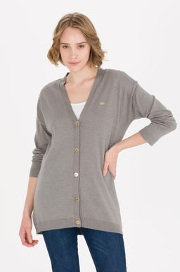 U. S. Polo Assn Женский серый меланжевый базовый трикотажный кардиган - U.s. polo assn фото 3