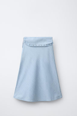 FALDA MIDI FLUIDA TACHAS / Azul claro - Zara фото 2