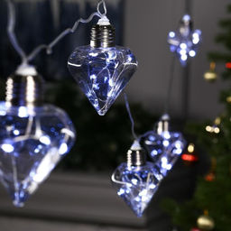 Гирлянда Нить 3 м с насадками Лампочки кристалл, IP20, прозрачная нить, 80 LED, свечение белое, 8 режимов, 220 В