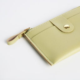 Картхолдер с монетницей на молнии, на 3 карты, с окошком, светло-зелёный