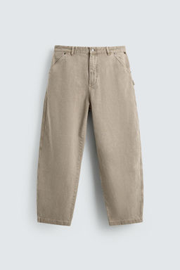 PANTAL?N BALLOON FIT LAVADO / Arena claro - Zara фото 7