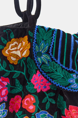 MAXI VELVET BAG WITH FLORAL EMBROIDERY - Zara фото 3