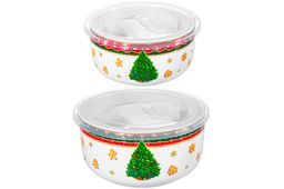 Набор 2 салатников 1 л 16*16*8,5 см + 500 мл 13,5*13,5*6,5 см Новогодняя ёлка NEW BONE CHINA - Elan gallery фото 7
