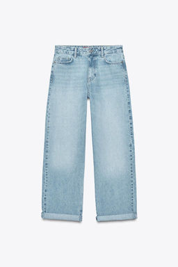 Z1975 RELAXED FIT MID-WAIST JEANS WITH TURN-UP HEMS - Zara фото 7