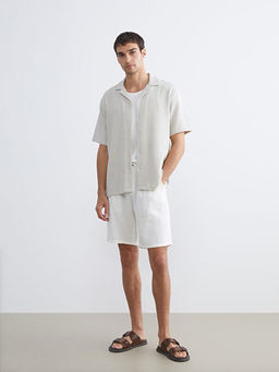 Regular Fit Resort Yaka K?sa Kollu ?izgili Erkek G?mlek