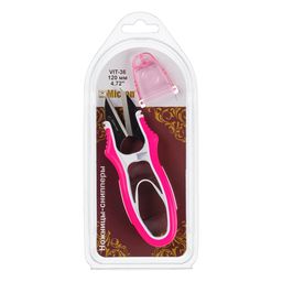 Ножницы Micron VIT-36 для обрезки ниток снипперы в блистере 120 мм розовые