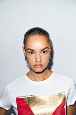 METALLIC PRINT T-SHIRT - Zara фото 3