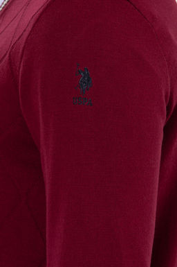 U. S. Polo Assn Мужской бордовый трикотажный свитер с v-образным вырезом - U.s. polo assn фото 7