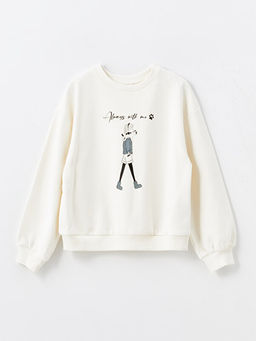 Bisiklet Yaka Bask?l? Uzun Kollu K?z ?ocuk Sweatshirt ve Tayt - Waikiki фото 2