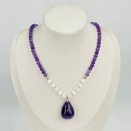 Колье из Аметиста и Селенита - Радуга самоцветов фото 5