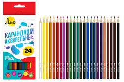 Лео Учись LNSWP-24 Набор акварельных карандашей заточенный 4 х 24 цв - Vista-artista фото 5