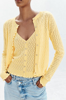POINTELLE KNIT CARDIGAN WITH RUFFLES - Zara фото 2