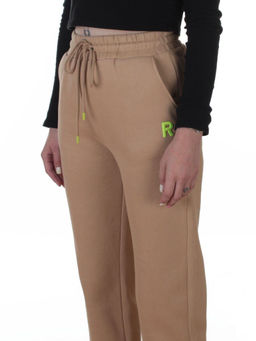 2617 BEIGE Брюки спортивные утепленные женские (85% хлопок, 10% полиэстер, 5% спандекс)