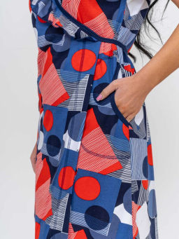 Халат женский, цвет синий красный