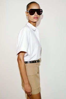 CAMISA MANGA CORTA POPEL?N / Blanco - Zara фото 5