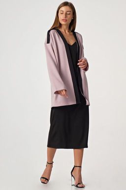 Кардиган трикотажный удлиненный из хлопка пыльно-розовый