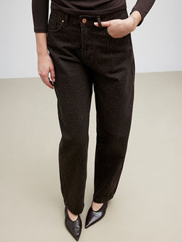 Ta?l? Baggy Fit Kad?n Jean Pantolon