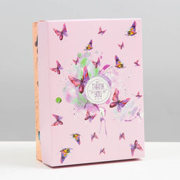Цена за 5 шт. Коробка подарочная, крышка-дно, сборная Бабочки , 21 х 15 х 7 см