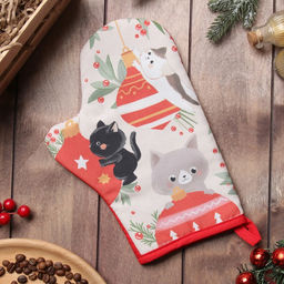 Варежка-прихватка Доляна Игривого праздника 20х28 см, 35% хл, 65% пэ, ватин 250 г/м2