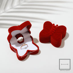 Футляр под серьги, кольцо Бабочка, бархатный, 5?5.5 см, красный