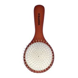 Расческа деревянная, массажная, 19,5х9,5х3,5 см, круг, с металлическими зубчиками - Банные штучки фото 2