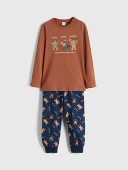 Bisiklet Yaka Y?lba?? Temal? Erkek ?ocuk Pijama Tak?m?