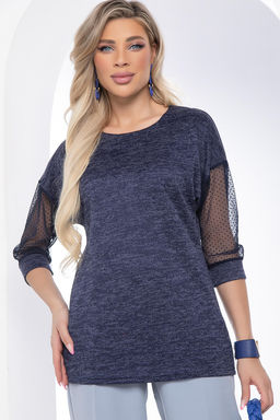 Джемпер с сетчатыми рукавами В гармонии с собой (синий) Б8464 - Lt collection фото 5