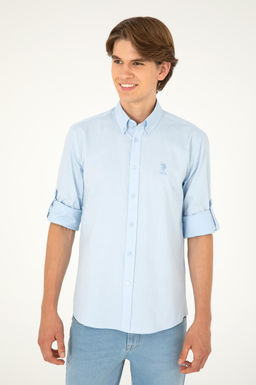 Мужская голубая рубашка с длинным рукавом Неожиданная скидка в корзине