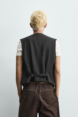 CHALECO TRAJE VISCOSA - LINO / Negro - Zara фото 3