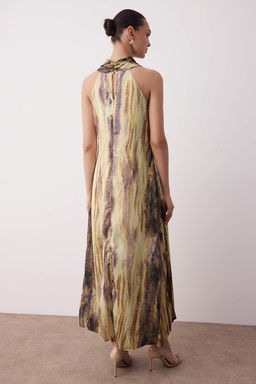 Sar? Batik Desenli Shift Rahat Kesim Saten Dokuma Elbise TWOSS25EL00880 - Trendyolmilla фото 8