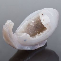 Улитка резная из Агата серого с жеодой